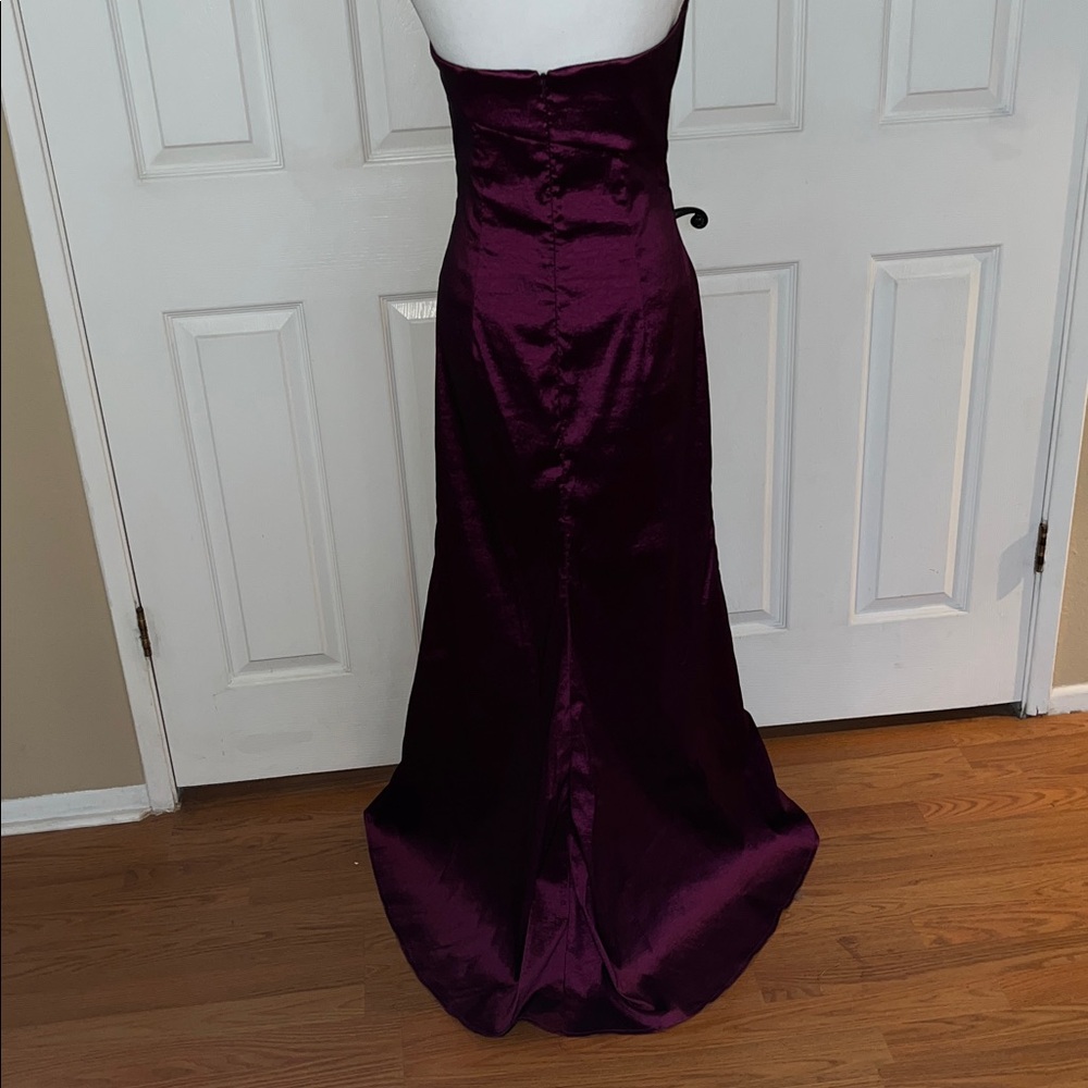 vintage Jessica McClintock dress maxi strapless metallic pleated formal gown - Picture 5 of 8